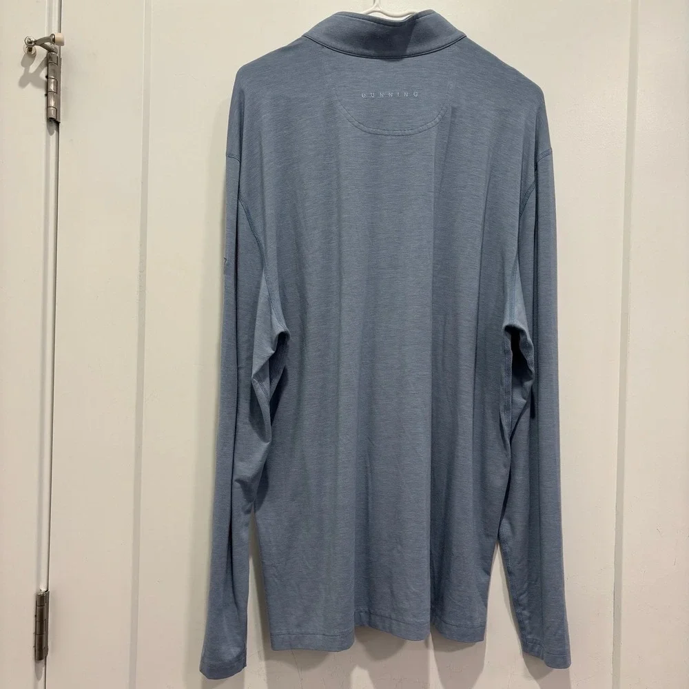 Dunning Golf Mens Large Blue Coolmax‎ Modal 1/4 Zip Pullover Long Sleeve Shirt